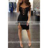 Amigo 2017 New Designer Strap Dew Chest Sexy XXX Bandage Dress Fashion Slit Mini Evening Dresses for Ladis Party Wear thumbnail-1