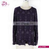 GuangZhou Supplier Vintage Printing Pattern Plus Size Frill Hem Ropa Mujer Blouse for Middle Age Woman