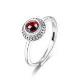 Modern Garnet Stone Jewelry Red Garnet Flower Dress Ring Sterling Silver Dainty Eternity Love Engagement Finger Rings thumbnail-1