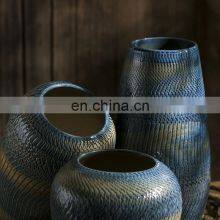 Wholesale Handmade Brilliant Blue Vase Decoration Creative Table Tall Ceramic Flower Vase thumbnail-3