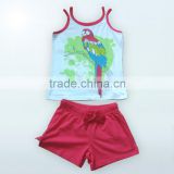2016 summer baby girls cute Harness T-shirt and short pant childrens clothes wholesale baby suit with fashion printing