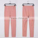 Women Lady Pink With Zip Casual Long Pants Trousers thumbnail-6