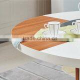 Modern Wooden High Glossy White and Teak Color Round Functional Dining Table and Dining Chair in Dining Room Sets thumbnail-3