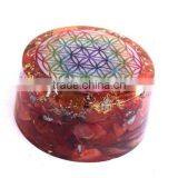 Carnelian Flower Of Life Orgonite Energy Tower Buster : Energetic Space Protectors thumbnail-2