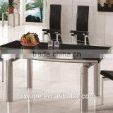 L808B 12mm Thick Extending Glass Dining Tables With Chairs Black