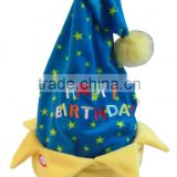 2015 new birthday gift music novelty hat top swinging and recording Function with Singing blue star Birthday hat