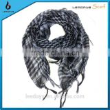 Plaid tassel polyester square palestine scarf