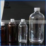 500ml 16oz Clear Boston Round Glass Bottle Pharmaceutical Clear Boston Bottle With Gold Screw Cap Quality Choice thumbnail-2