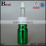6ml Glass Cosmetic Serum Bottle , Electroplating Green Essential Oil Bottle
