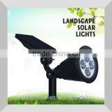 2-in-1 Waterproof 4 LED Solar Spotlight Adjustable Wall Light Landscape light with Automatic On/Off Sensor