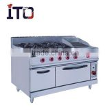 Freestand 700&900 Series Commercial 4 Burners Gas Range With Lava rock grill&Oven