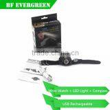 Waterproof Tactical Rechargeable LED Flashlight Torch Wrist Watch Flashlight 4-Mode thumbnail-4