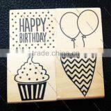 Square Fashion Carton Wooden Stamp for Kids