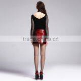 Devil Fashion 2015 PUNK Gothic Leather Mini Skirts in Red SKT01102 thumbnail-3