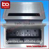 Aluminum Brushed Panel Flip Up Desktop Power Socket Box With Network Data for Office AV Solutions thumbnail-2