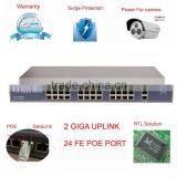 24 Port POE Switch 10/100Mbps With 2 Giga TX Uplink Port WORK Well With HIK POE CAMERA
