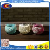 Glass Candleholder colored glass jar with mosaic paster