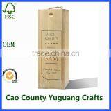 Wooden Wine Bottle Boxes Single Wine Glass Bottle Box With Custom Logo