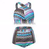 Plus Size Swimwear Women Swimsuit 2016 New Bikinis High Waist Bathing Suits Print Vintage Retro Floral Bikini Set thumbnail-6
