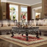 American Classic Style Black Walnut Color Solid Wood Fabric Sectional Sofa/Villa Living Room Sofa (MOQ=1 Set)