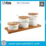 Promotion 3pcs Ceramic Bowl With Bamboo Base