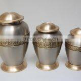 Brass Funeral Cremation Urn With Set of 3 Pieces thumbnail-1