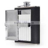 6 OZ Stainless Steel Wine Bottles Stick Black Twill Leather Cigarette Case thumbnail-1