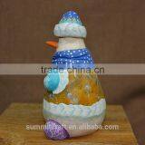 Hand Carved Painting Christmas Resin Snowman Figurine thumbnail-4
