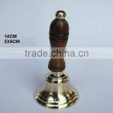 Wooden Handle With Metal Knob on Brass Bell With Mirror Polish thumbnail-1