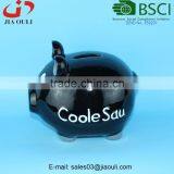 BSCI Audit Factory Child Large Ceramic Pig Toy Bank, Coin Bank Black thumbnail-3
