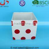Glazed White With Red Polka Dots Ceramic Pot Plant White Square Cube, Pot Plant White thumbnail-5