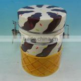 Hot sale round chocolate DeHua ceramic cupcake cookie jar
