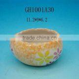 HANDPAINTING CERAMIC FLOWER POTS WITH DOTS IN 3 SIZES