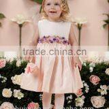 High Quality High Neck Knee Length Satin White and Red Flower Girl Dress thumbnail-1
