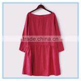 Fashion Red Linen Ladies Winter One Piece Dress of Large Size thumbnail-4