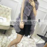 Natural Real Fox Fur Vest New 2016 Winter Long Thick Women Genuine Fur Vest Jacket Pockets Real Fur Vest Coats for Women thumbnail-2