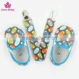 Stylish Rugby Pattern Newborn Blue Color Crib Shoes Baby Shoes Matching Pacifier Clip thumbnail-1