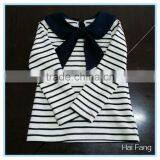 OEM Custom Children Girls Long Sleeve T Shirt, Cotton Bowknot Round Collar T Shirt, Stripe T Shirt thumbnail-1
