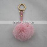 Myfur Bag Charm Heart Shaped Keychain Rex Rabbit Fur Pompons Rabbit Fur Keychain thumbnail-3