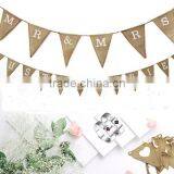 Just Married Bunting, Vintage Wedding Hessian Rustic Decor Bunting thumbnail-1