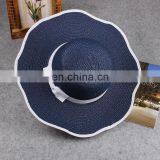 Lace Bowknot Straw Hat Folding Sunshade Hat Beach Cap thumbnail-4