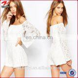 Off the Shoulder Stretch White Floral Lace Bardot Playsuit