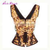 Sexy Yellow Retro Button Steel Boned Shapers Women's Corset thumbnail-4
