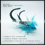 Charming Mint Green genuine ostrich feather head accessories with comb headwear fascinator for wedding/party/decoration