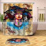 Cheap Black Woman Shower Curtain With Hook, African American Hot Sell African Women Shower Curtain thumbnail-5