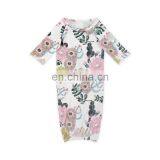 Newest Prints Baby Gowns With Knot Long Sleeve Infants Sleepwear Wholesale Toddler Pajamas Clothes Bag thumbnail-4