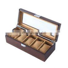 European Classical Top Glasses 5 Slots Solid Wood Watch Box thumbnail-1