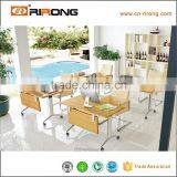 Square Steel Wood Veneer Open Office Workstation for 4 People thumbnail-1