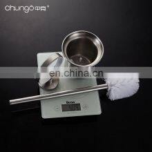 Bathroom Black 304 Stainless Steel Toilet Cleaning Brush With Holders Set Stand 2 Optional Silicone Brush Head thumbnail-5