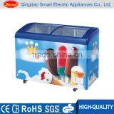 Commercial Curved Glass Door Ice Cream Display Chest Freezer Showcase